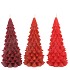CANDLE FROSTY X-MAS TREE WILD RED MIX 6X12CM ASS