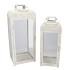 KAYA WHITE LANTERN METAL S/2 23X23X58/18X18X48CM