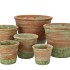 CEMENT POT OUD GROEN ROOD 12X10CM