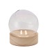 GLASS VASE ON WOOD SPHERE 10X11CM