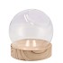 GLASS VASE ON WOOD SPHERE 13X13CM