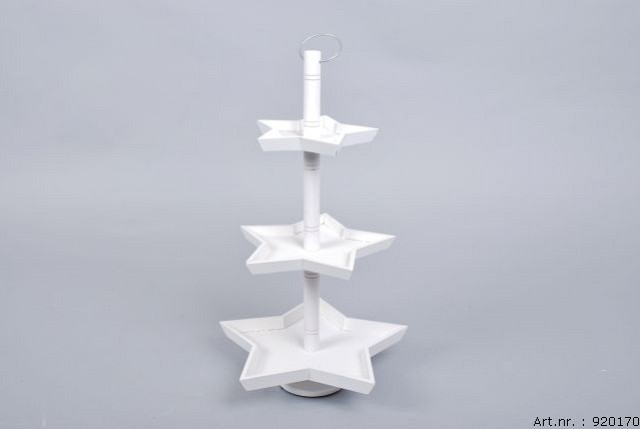 ETAGÈRE 3-DELIG STER HOUT WIT 45CM