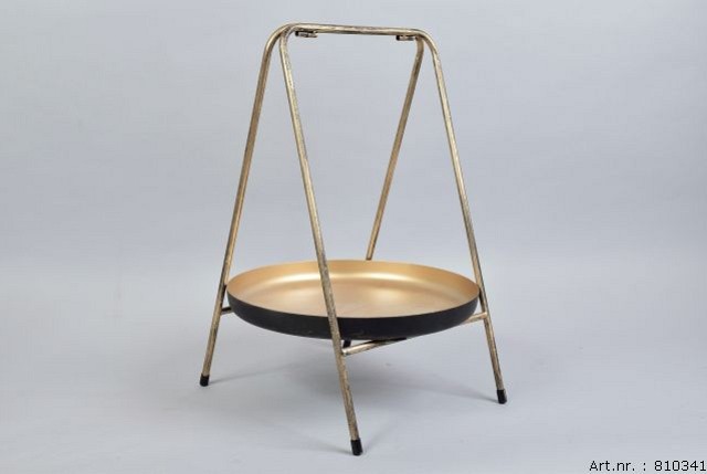 DECO ETAGERE METAAL ZWART/GOUD 35X51CM