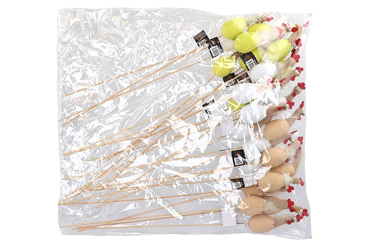 EASTER STICK FLUFFY CHICKEN COLOR ASS P/1 50X4CM