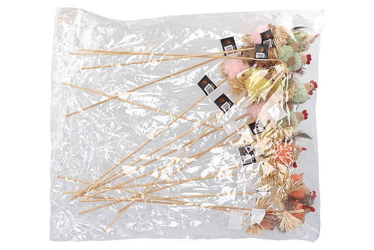 EASTER STICK FLUFFY CHICKEN NEST COLOR ASS P/1 50X8CM