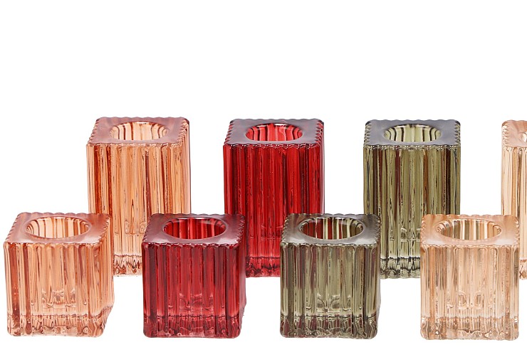 BICOLORE CANDLE H BASIC MIX BLOCK ASS SET OF 2 4X6CM