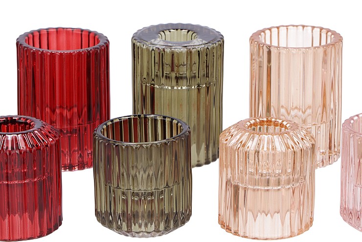 BICOLORE CANDLE H BASIC MIX ROUND ASS SET OF 2 5,5X7CM