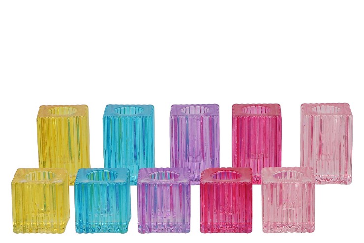 BICOLORE CANDLE H COLOR BLOCK MIX ASS  S/2 4X6CM NM
