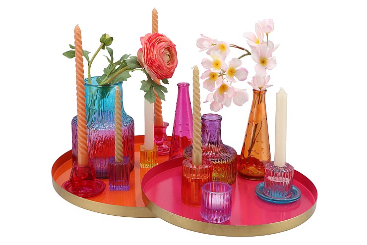 BICOLORE CANDLE H COLOR BLOCK MIX ASS SET OF 2 4X6CM NM