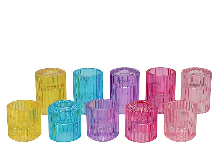BICOLORE CANDLE H COLOR MIX ROUND ASS S/2 5,5X7CM NM