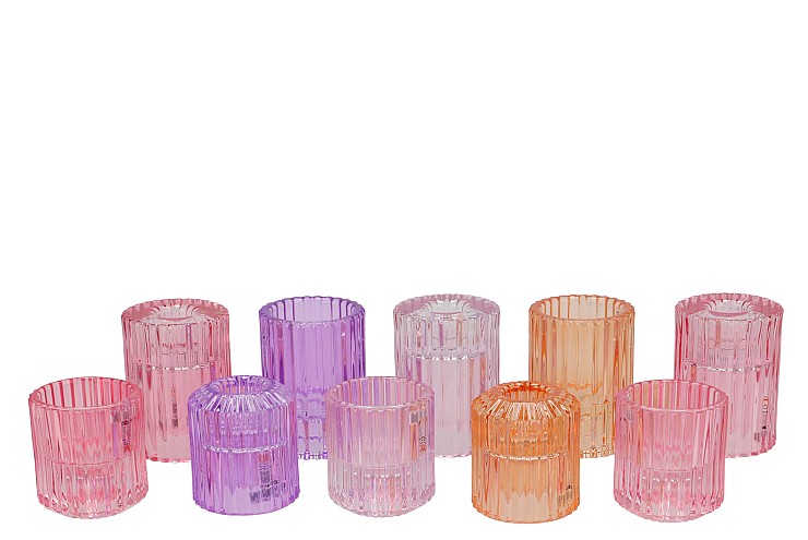 BICOLORE CANDLE H COLOR MIX ROUND ASS S/2 5,5X7CM NM