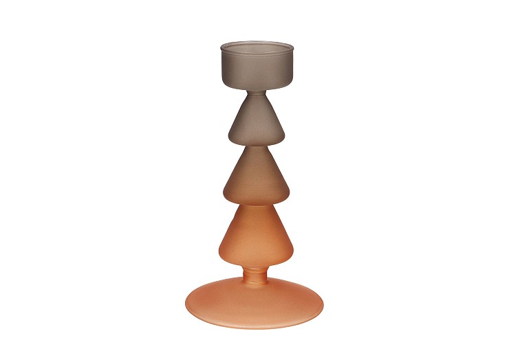NOVA WOODS BROWN CANDLE HOLDER TRICOLOR 9X9X17CM NM