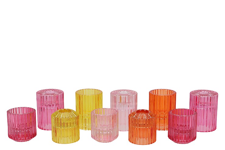 BICOLORE DUTCH ORANGE MIX CANDLE H ASS S/2 6X7CM NM