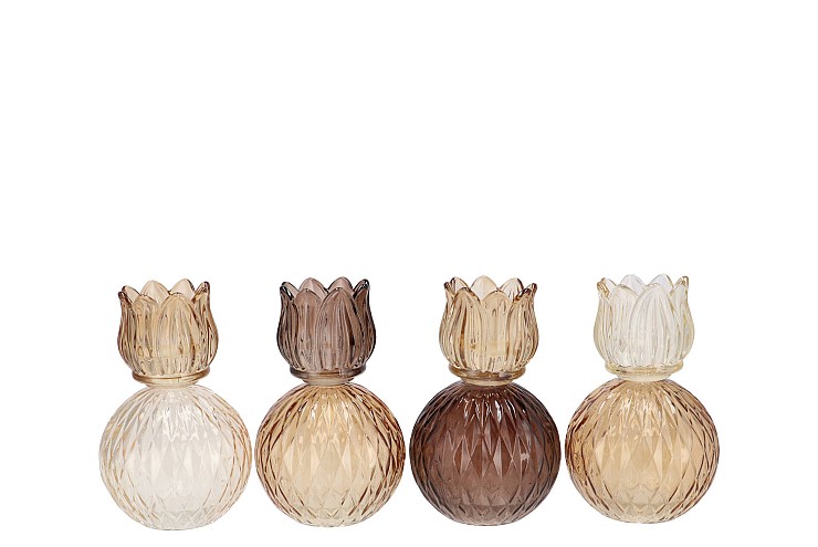 BICOLORE NATURAL BROWN MIX TULIP T-LIGHT ASS 11X17CM NM