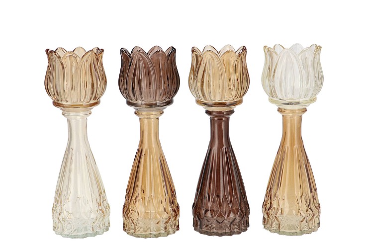 BICOLORE NATURAL BROWN MIX TULIP VASE ASS 7X22CM