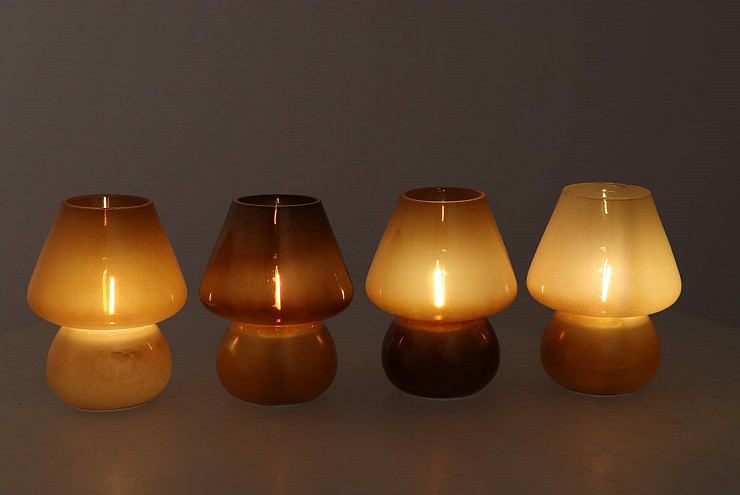 BICOLORE NATURAL BROWN MIX LED MUSHROOM ASS 12X15CM