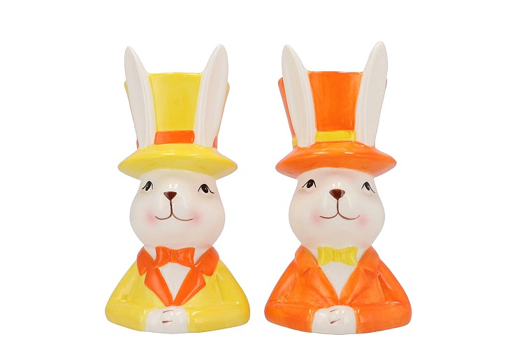 EASTER CERAMIC DUTCH ORANGE MIX BUNNY HAT ASS 11X12X20CM NM | Daan Kromhout