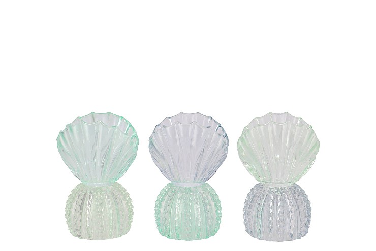 BICOLORE BLUE T-LIGHT SHELL ASS 9X10X15CM NM