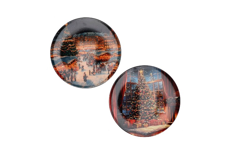 MELAMINE PRINT MULTI COLOR PRINT X-MAS TREE ASS 28X28CM