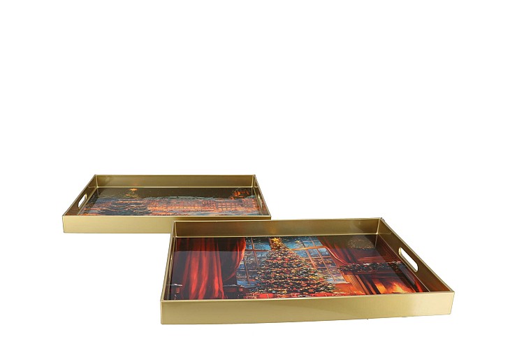 MELAMINE PRINT MULTI COLOR TRAY TREE ASS 40X26X4CM