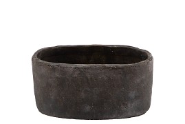IRON STONE GREY OVAL POT 28X16X13CM