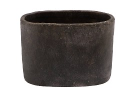 IRON STONE GREY OVAL POT 28X16X20CM