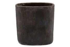 IRON STONE GREY OVAL POT 28X16X29CM