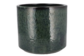 JAVEA CILINDER POT GLAZED GREEN 24X21CM