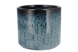 JAVEA CILINDER POT GLAZED BLUE 20X18CM NM