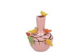 BIRD PINK LIGHT VASE TUBE 16X17CM NM
