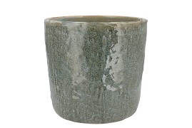 IRON STONE BLUE GLAZED POT 19X17CM NM