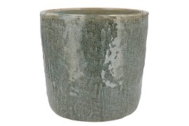 IRON STONE BLUE GLAZED POT 24X23CM NM