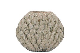AGLIO JADA GREEN OVAL VASE ACTIVE GLAZE STRUCTURE 24X10X20CM