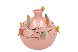 BIRD PINK VASE GLOBE 23X23X23CM NM