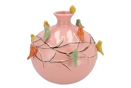 BIRD PINK VASE GLOBE 29X29X28CM NM