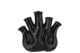 AGLIO BLACK VASE OVAL 20X9X19CM NM