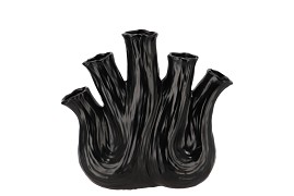 AGLIO BLACK  VASE OVAL 25X11X24CM NM