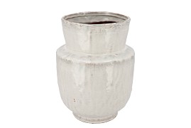 IRON STONE WHITE VASE 24X24X31CM