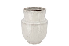 IRON STONE WHITE VASE 21X21X27CM