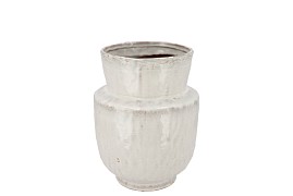 IRON STONE WHITE VASE 18X18X22CM