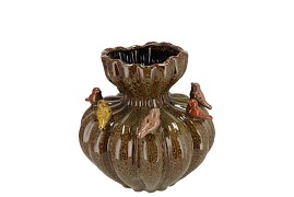 BIRD VASE WILD BROWN 17X17X17CM
