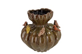 BIRD VASE WILD BROWN 22X22X21CM