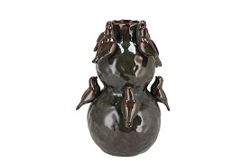MERLIN GREEN VASE BIRDS 24X23X32CM